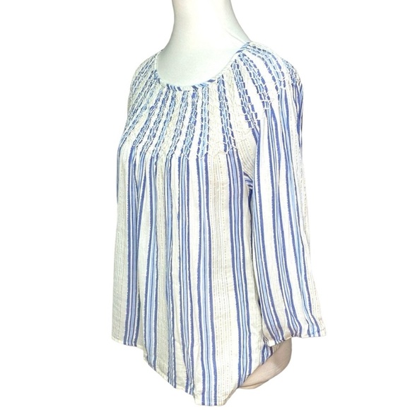 J Jill Gold Shimmer Smocked Blouse - Picture 3 of 4